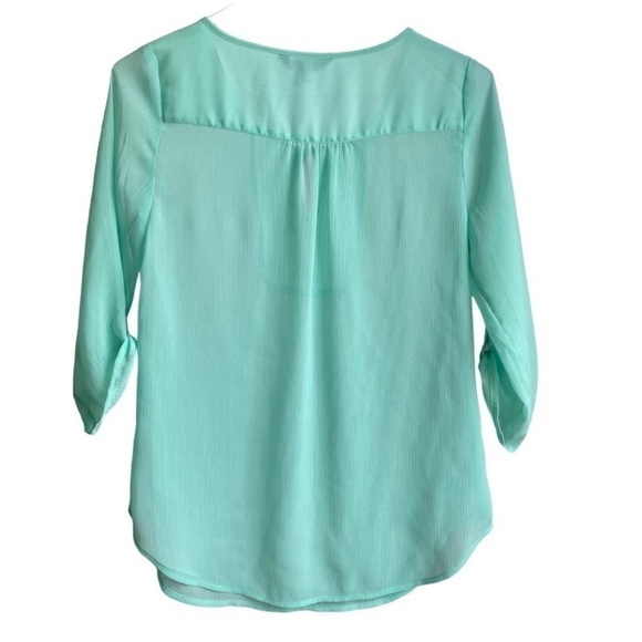 Express Women's Dainty Silk Playful Mint Green Blouse Small - Picture 4 of 6